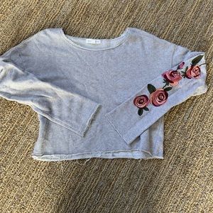 Socialite Cropped Embroidered Sweatshirt